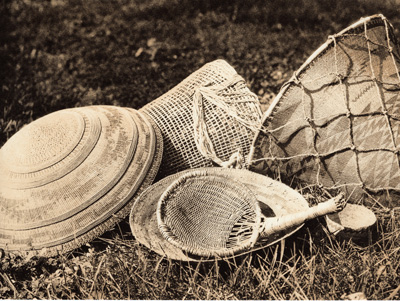 POMO SEED-GATHERING UTENSILS EDWARD CURTIS NORTH AMERICAN INDIAN PHOTO